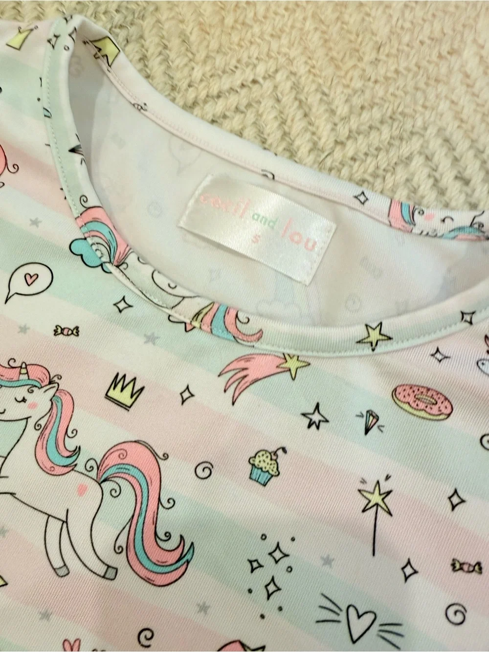 Cecil & Lou Pastel Unicorn Rainbow Knit Long Sleeve Dress - Size 5